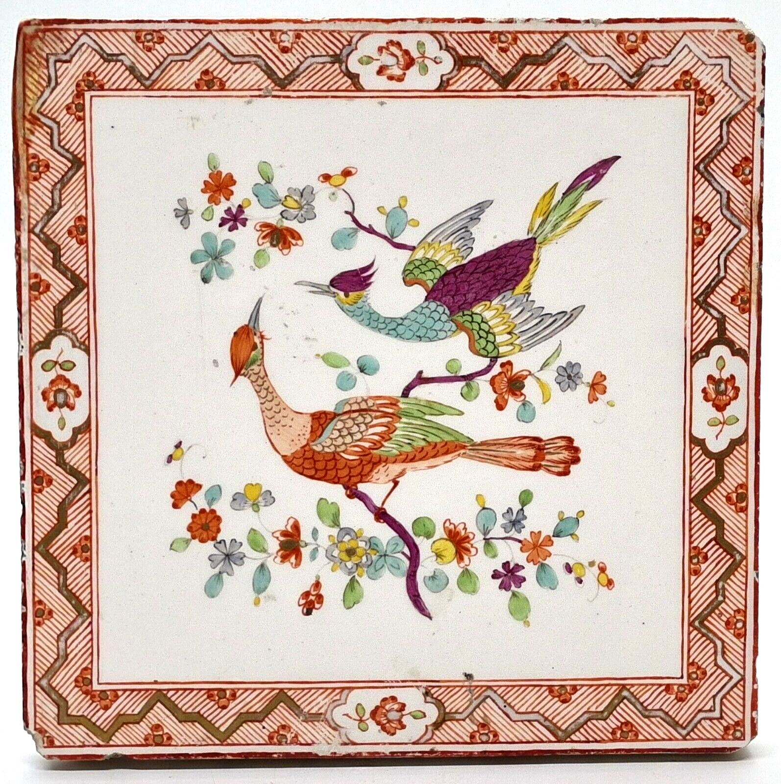 Superb Antique Hand-Painted Aesthetic Japonesque Style Tile AE3