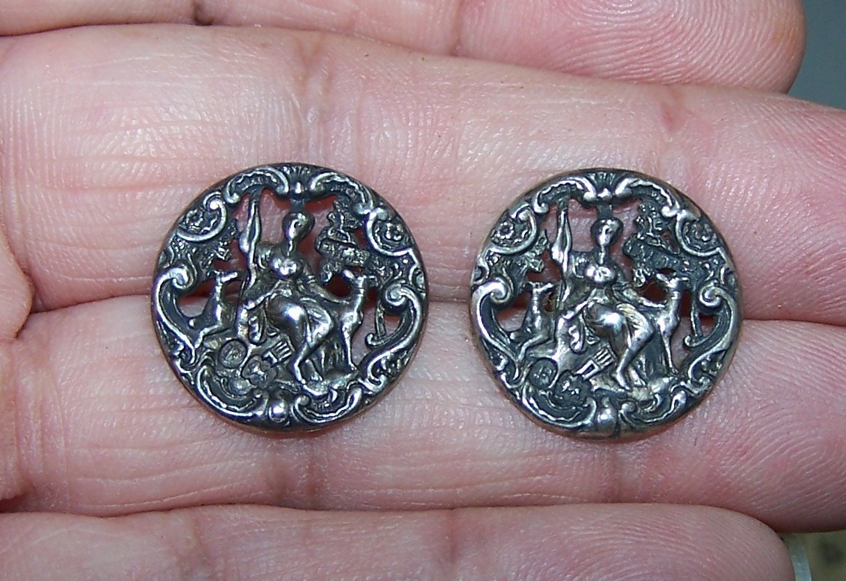 Antique Goddess Buttons British Imported Sterling
