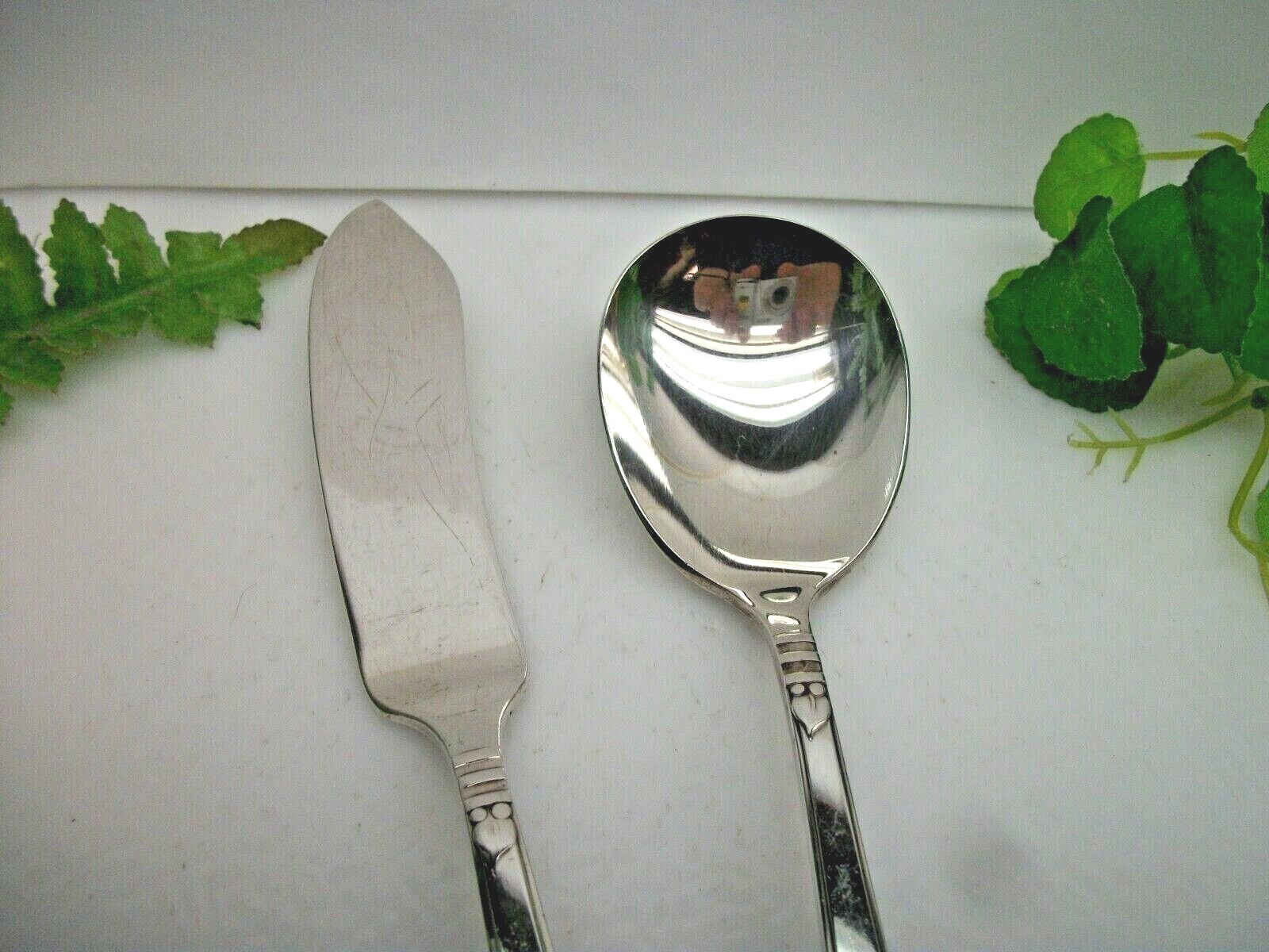 Oneida BERKLEY SQUARE Silverplate Master Butter Knife & Sugar Spoon 1935