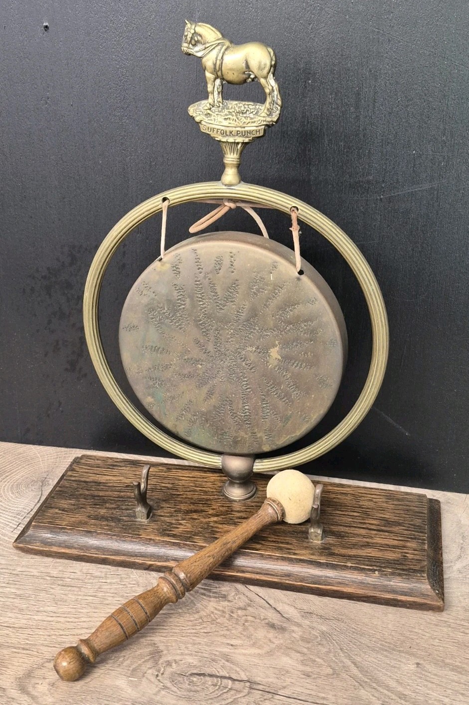 ANTIQUE DINNER GONG SUFFOLK PUNCH HORSE