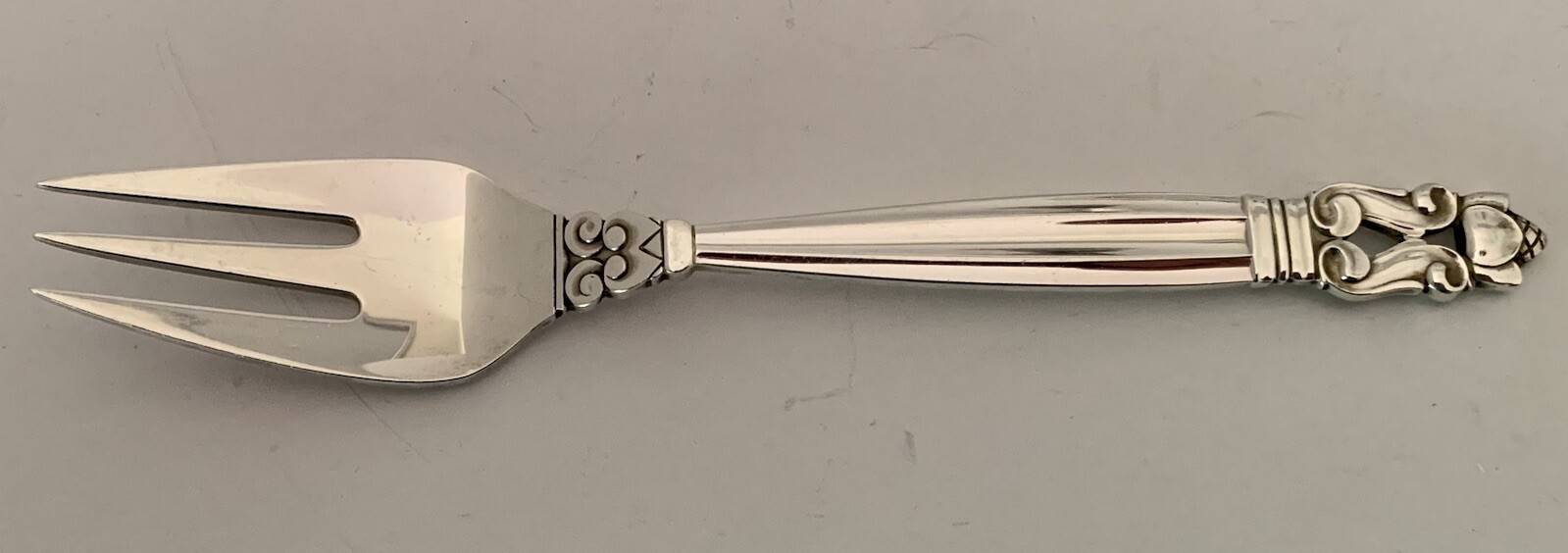 GEORG JENSEN ACORN PATTERN STERLING 6 1/2” FISH OR SALAD FORKS