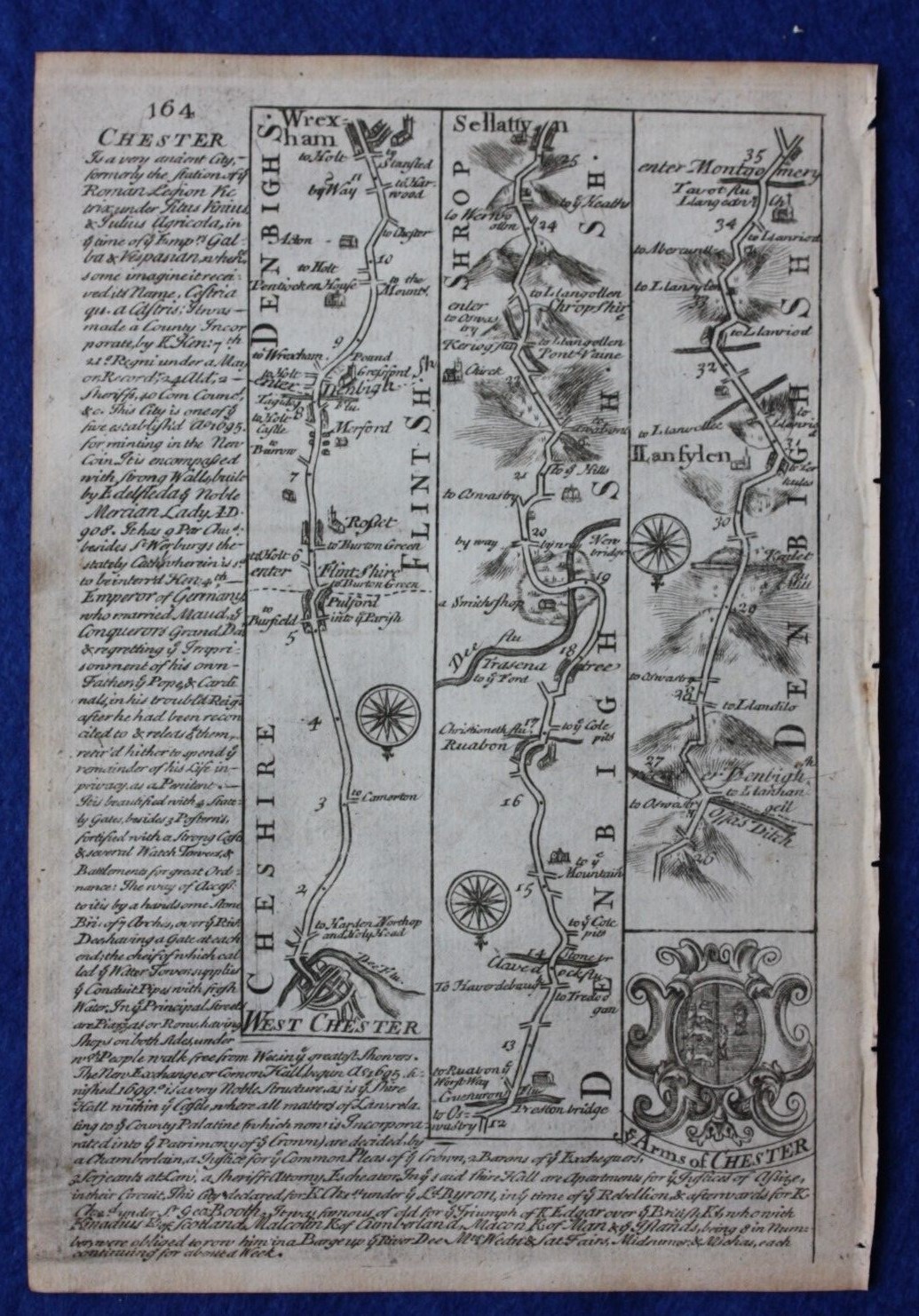 Original antique map, WALES, BRECKNOCKSHIRE, BRECKNOCK, Owen & Bowen, 1724