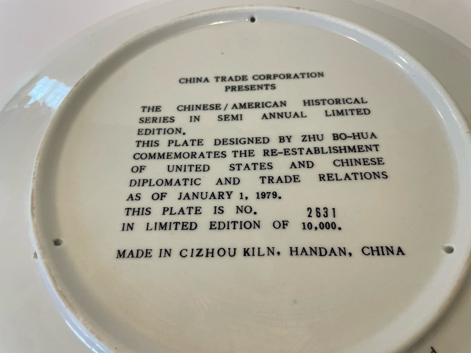 1979 Rare China Panda USA Eagle 中美建交 Porcelain China Commemorative Plate And Box