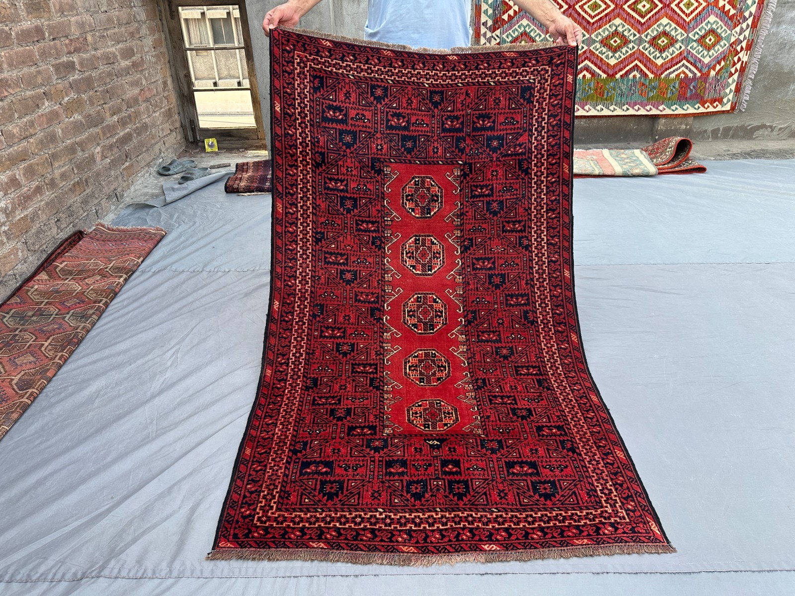 3’5 x 5’9 ft Vintage Turkmen Tekke Rug Hand Knotted Tribal Wool Oriental Carpet