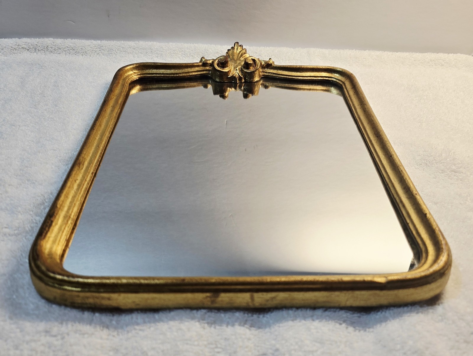 Authentic ALL WOOD Antique 19th-Century French Louis XV-Style Mirror 16 in GOLD
