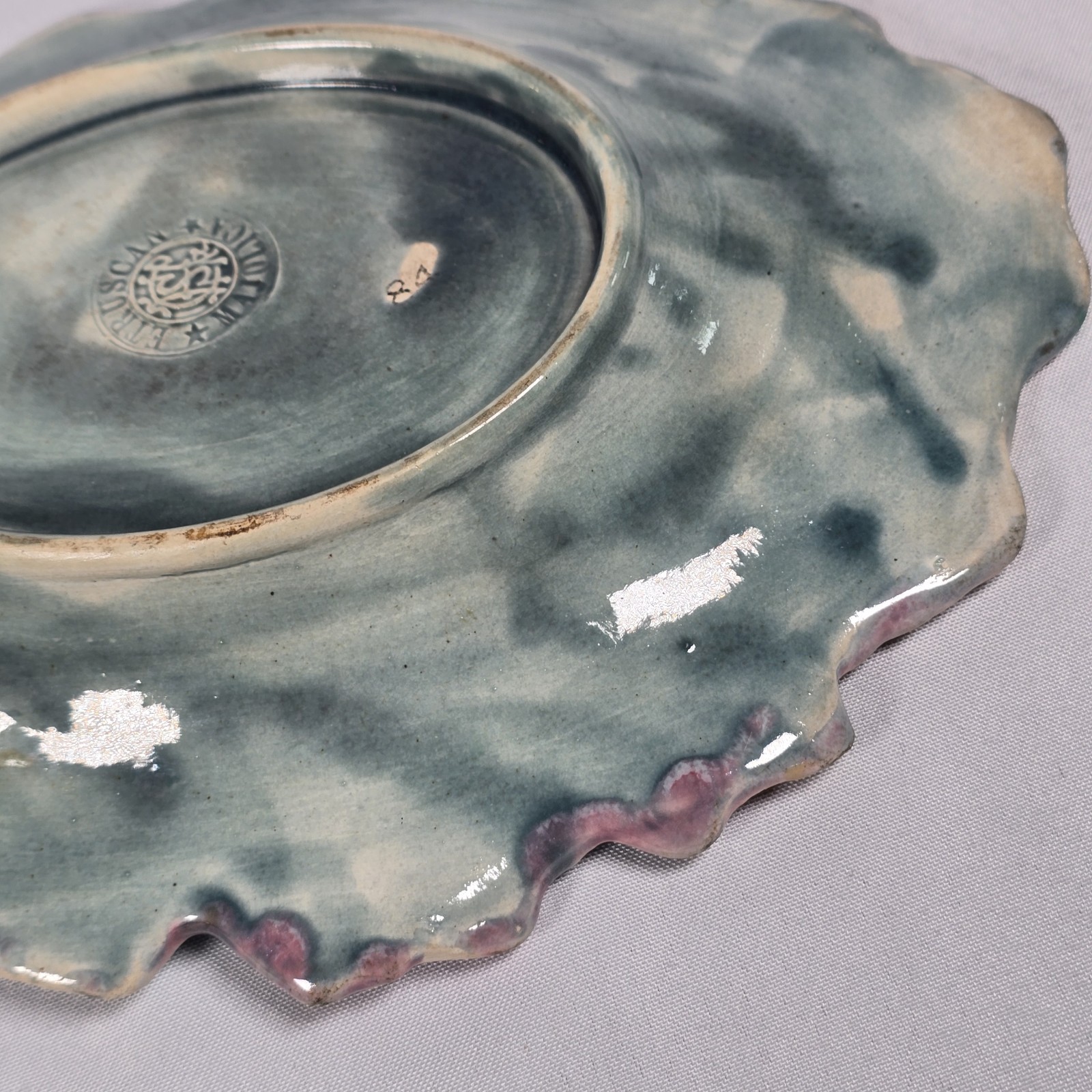 Vintage Etruscan Majolica Griffen, Smith & Hill Oak Leaf Acorn Serving Tray READ