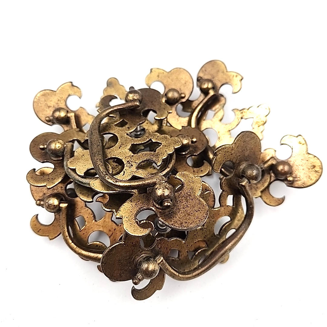 Chippendale Bail Drawer Pull Brass Tone 2.5in Hole to Hole – 3.7in Wide