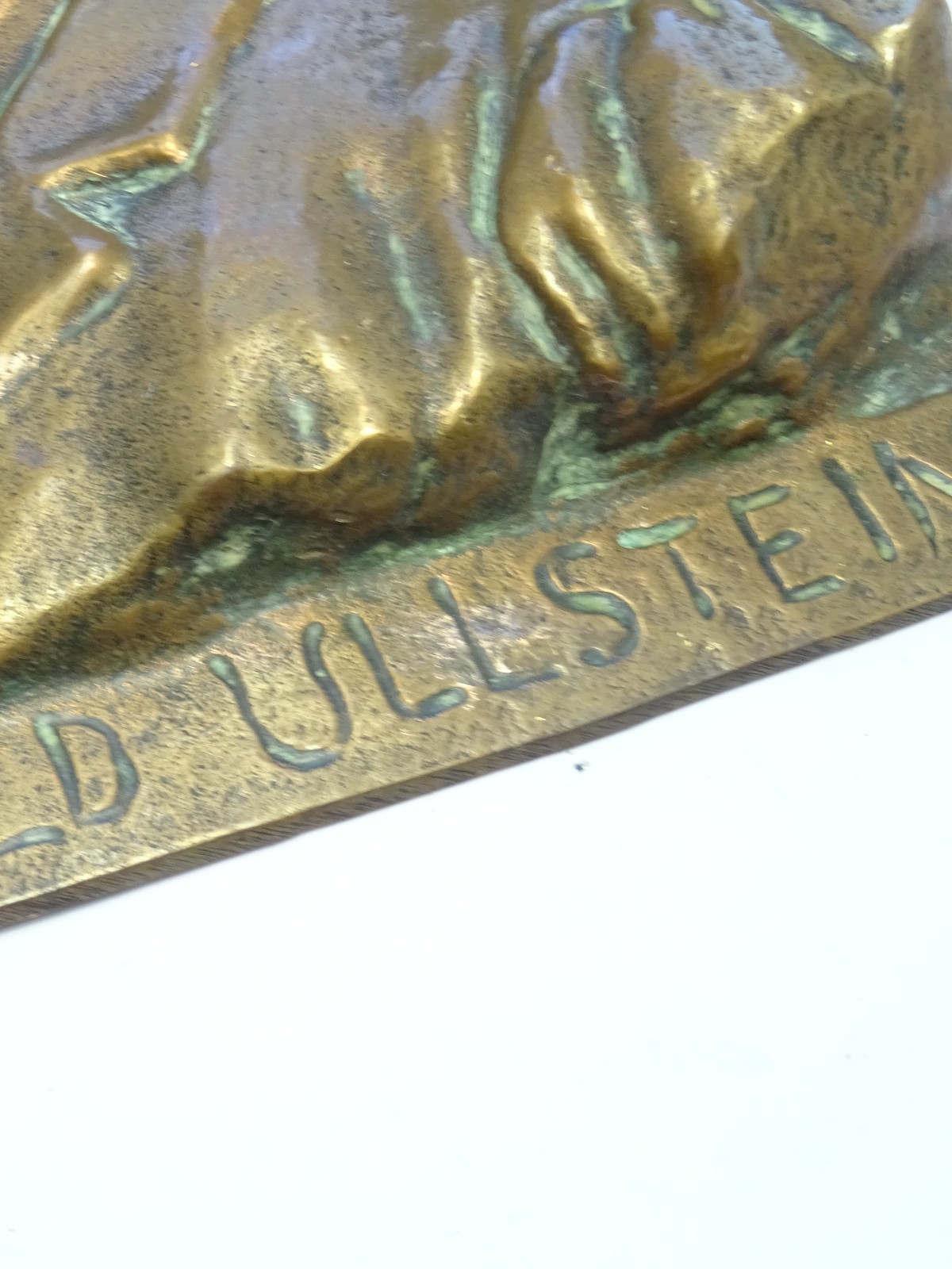 Antique Signed Bronze Relief Portrait Plaque of Leopold Ullstein c1902 Germany
