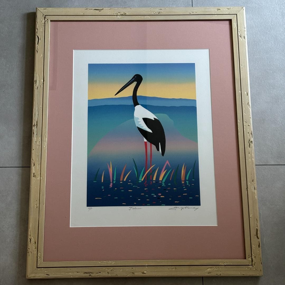 Ashley Manley Japanese Woodblock Print “Jabiru” A/P Edition Signed Authentic