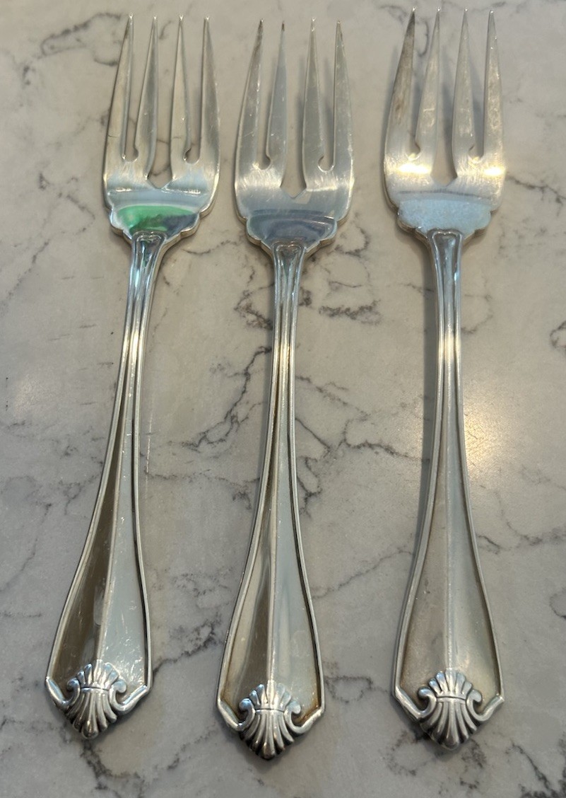 Vtg Rogers 1881 Oneida King James Pattern Silverplate Set of 3 Salad Forks