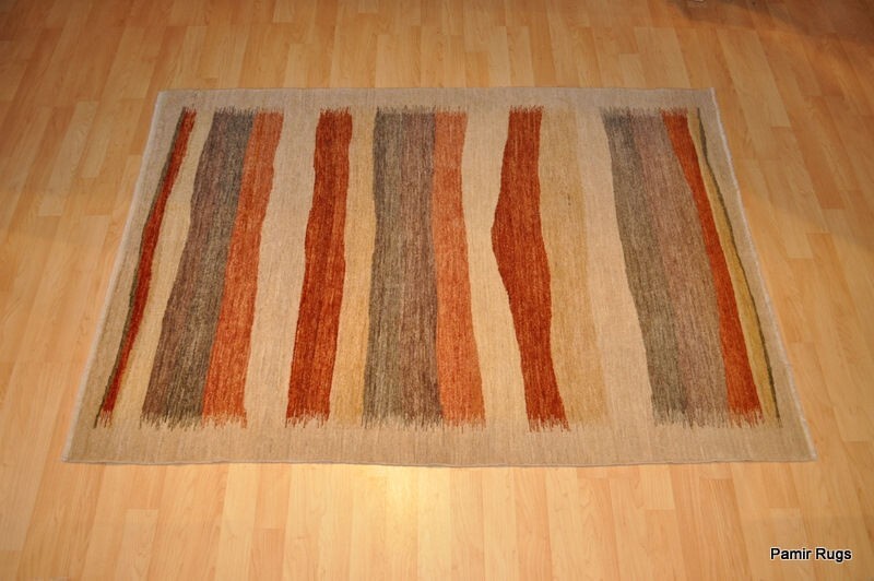 ON SALE TOP QUALITY 4×6 vegetable dyed RUG Gabbeh LIGHT GRAY, RUST, GREEN,