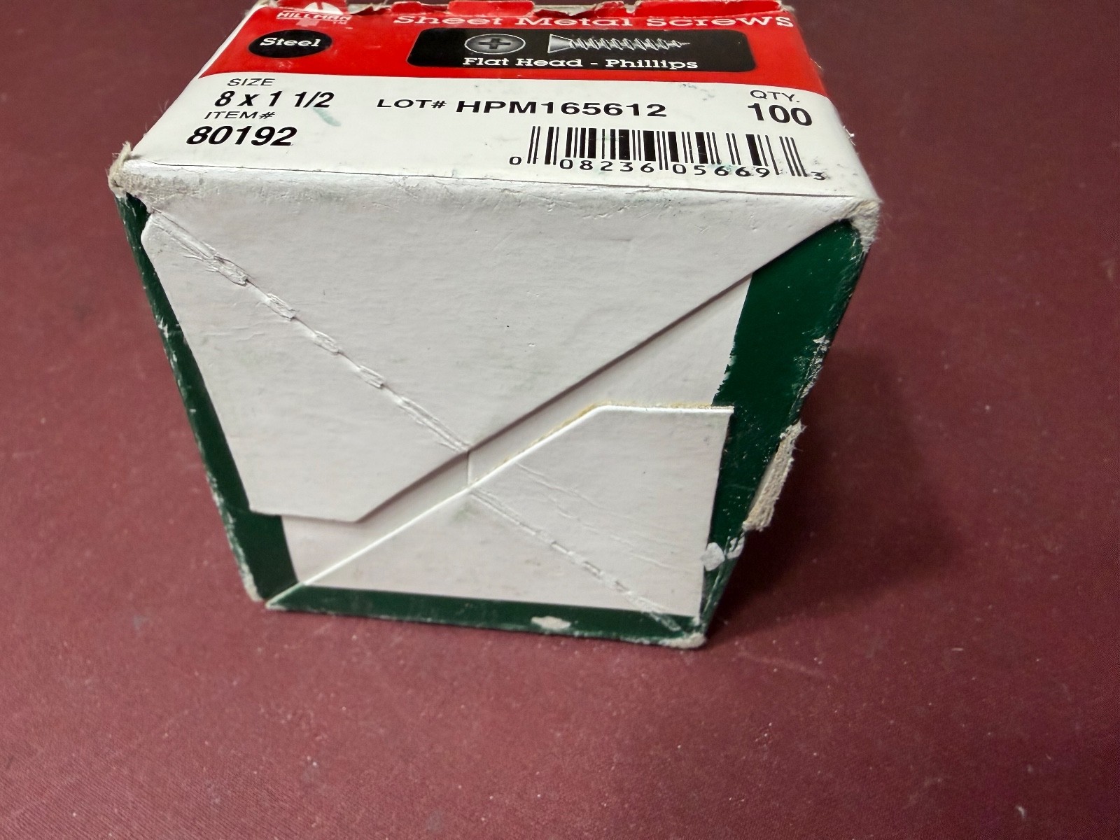 83- Hillman Sheet Metal Screws, Flat Head – Phillips, #8 x 1-1/2″ Item No. 80192