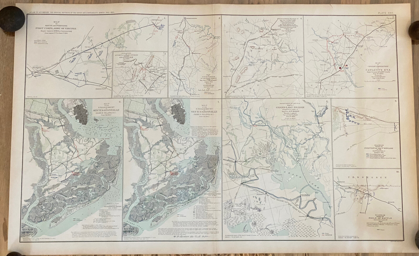 Original 1861-1865 Civil War Plate 23 SC,VA,TN Battlefield Maps Julius Bien & Co