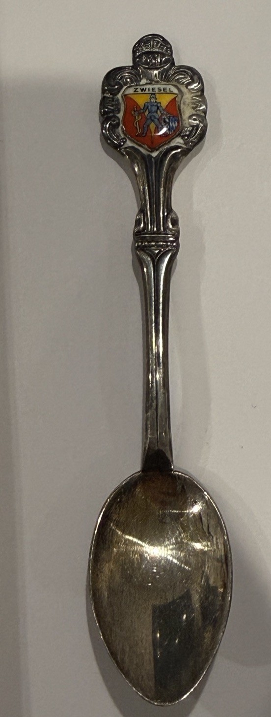 Antiko 100 Silver Plate Souvenir Enamel ZWEISEL Knight Demitasse Spoon