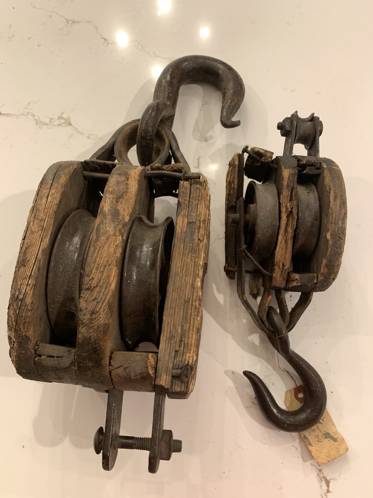 Antique Ranch and Country Decor Wood & Steel Pulley 17” Rustic, Heavyweight