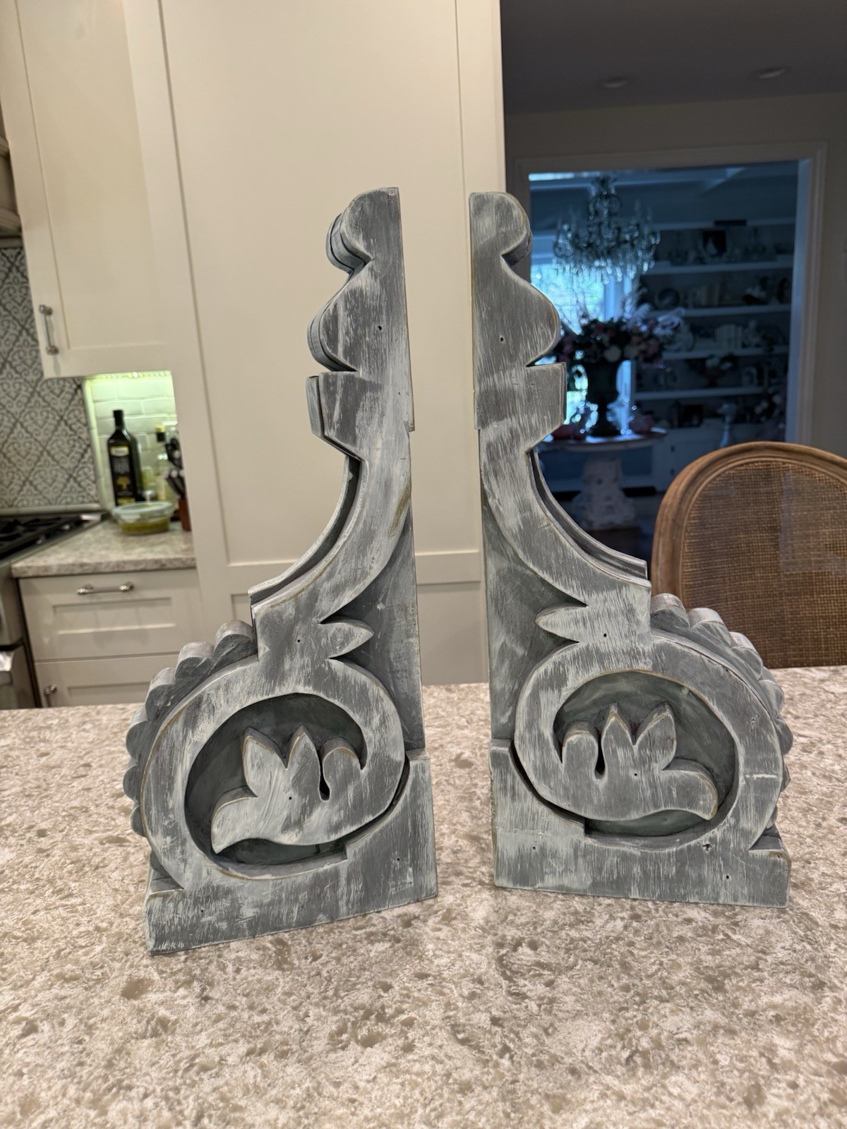 Pair Of Vtg Style Corbels Gray Architectural Pieces Wood? Resin Wood?