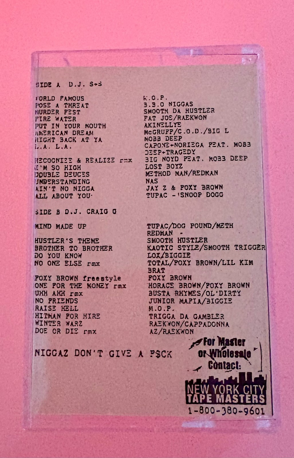 D.J. S+S / D.J. Craig G ? NYC Underground Mixtape NYCTM – Cassette TESTED