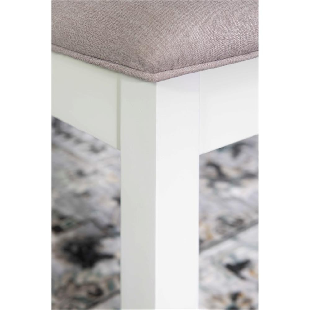 Bowery Hill 18″ Wood/Fabric Storage Bench in Vanilla White/Light Gray