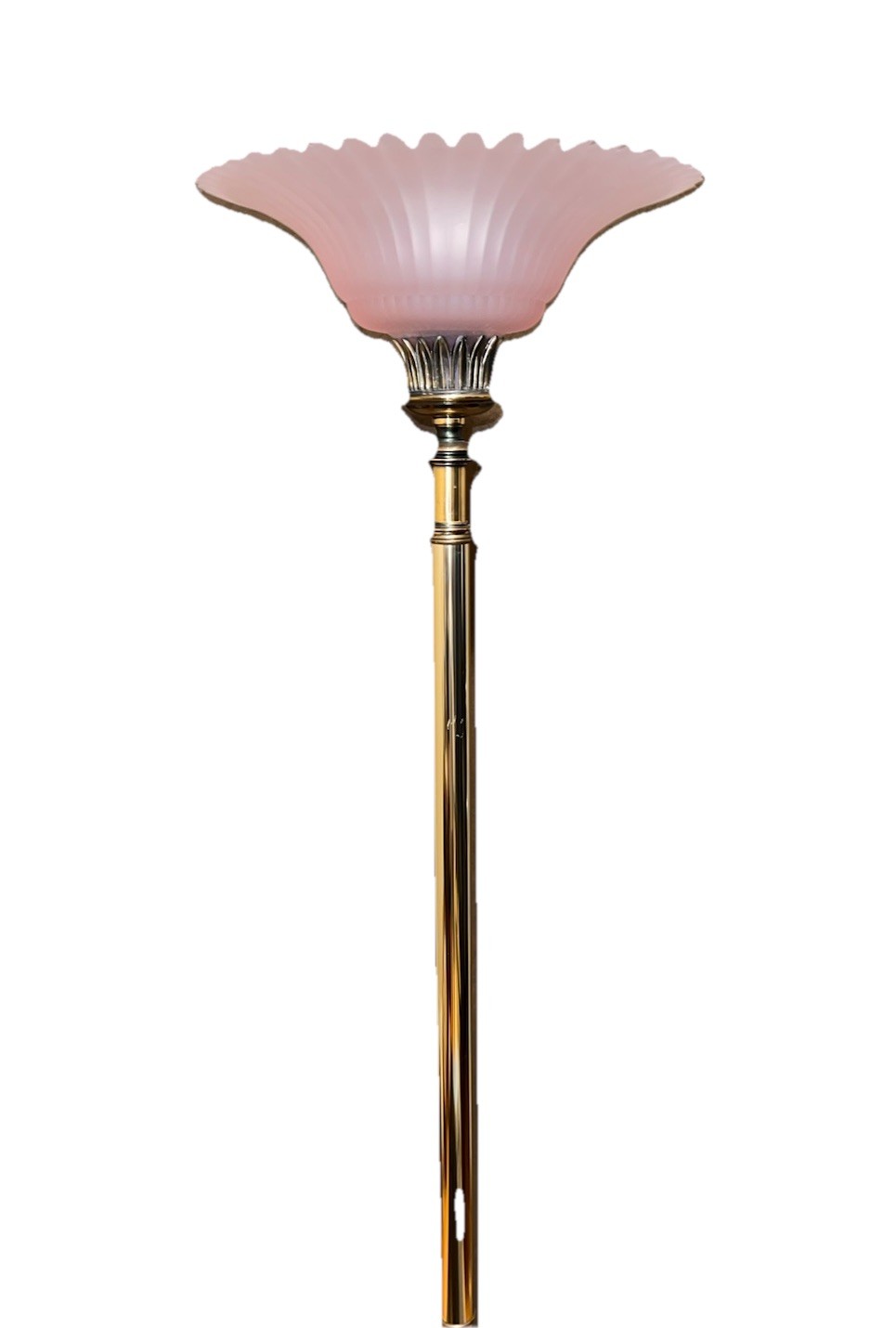 Vintage Touch Torchiere Floor Lamp With Dimmer Gold Forged Brass 80s MCM