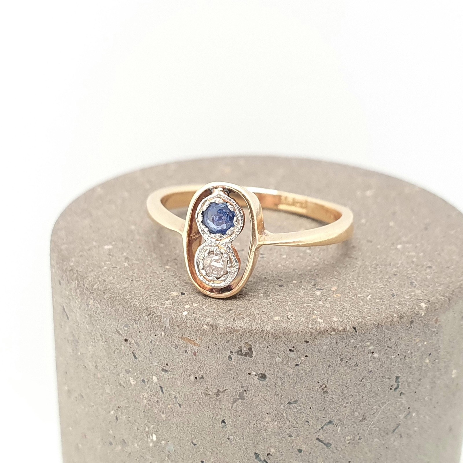 Antique Sapphire & Diamond Ring 18k 18ct Gold Art Deco Natural Gemstones 1920s