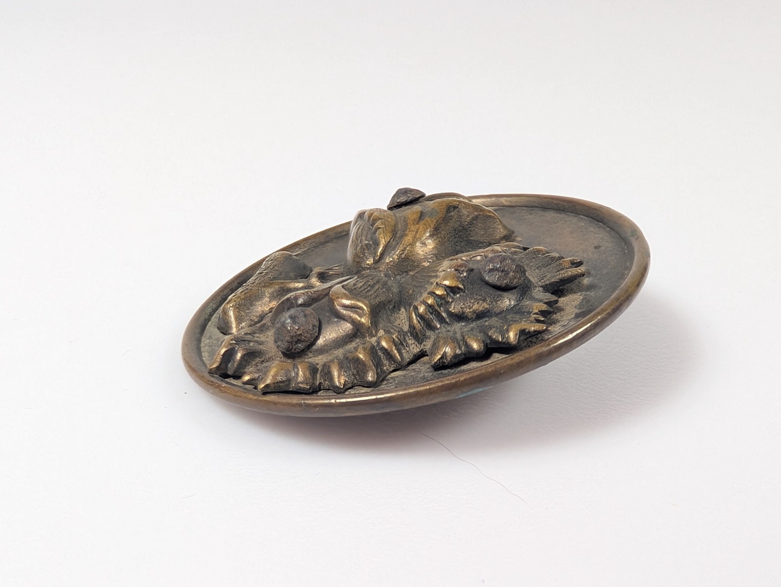 1 1/2″ Large Antique Victorian Picture Button Flowers Floral Plant Scene Vtg