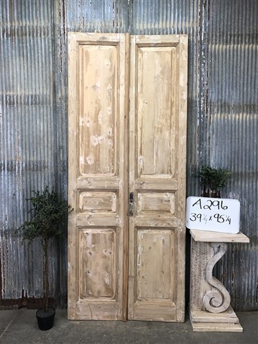 Antique French Double Doors (39×95) Raised Panel Doors, European Doors A296
