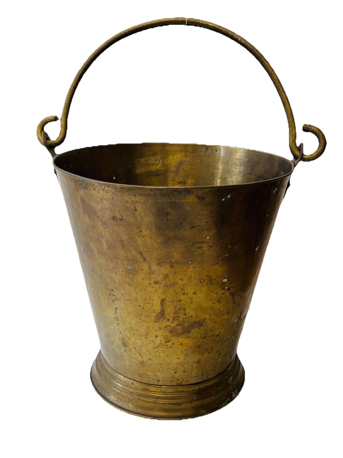 VTG French Country Coal Bucket Solid Brass/ Kindling 11″ Diameter Early 20th c