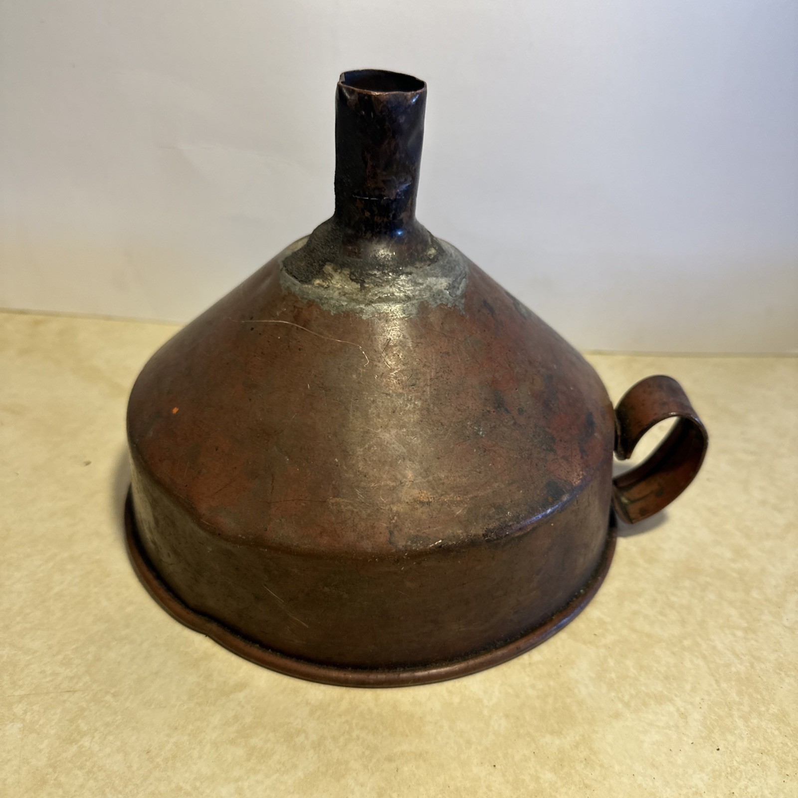 ANTIQUE PRIMITIVE COPPER FUNNEL 6 1/2” Wide 10oz Weight