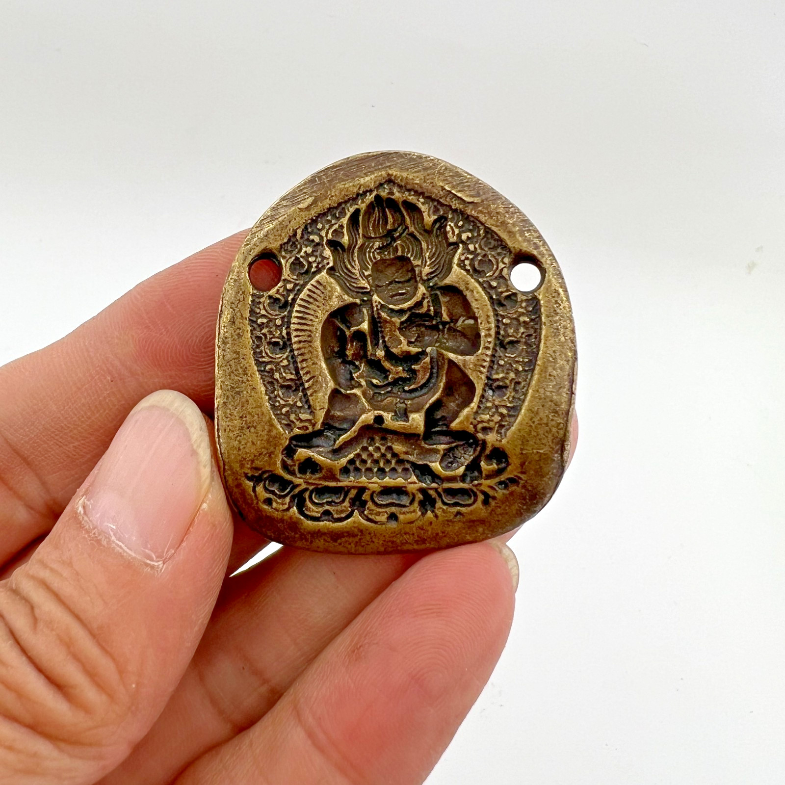 Old Chinese Tibetan Buddhism Yellow Lima Copper Black God of Wealth WipingBuddha