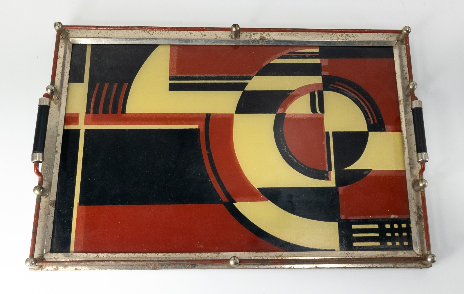 Antique Art Deco The Jazz Tray Modernism Tray Reverse Painted Glass