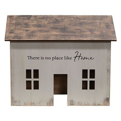 NEW Primitive HOUSE WOOD NO PLACE LIKE HOME GRAY LIGHT UP Aged 11.75Hx14″Wx6″D
