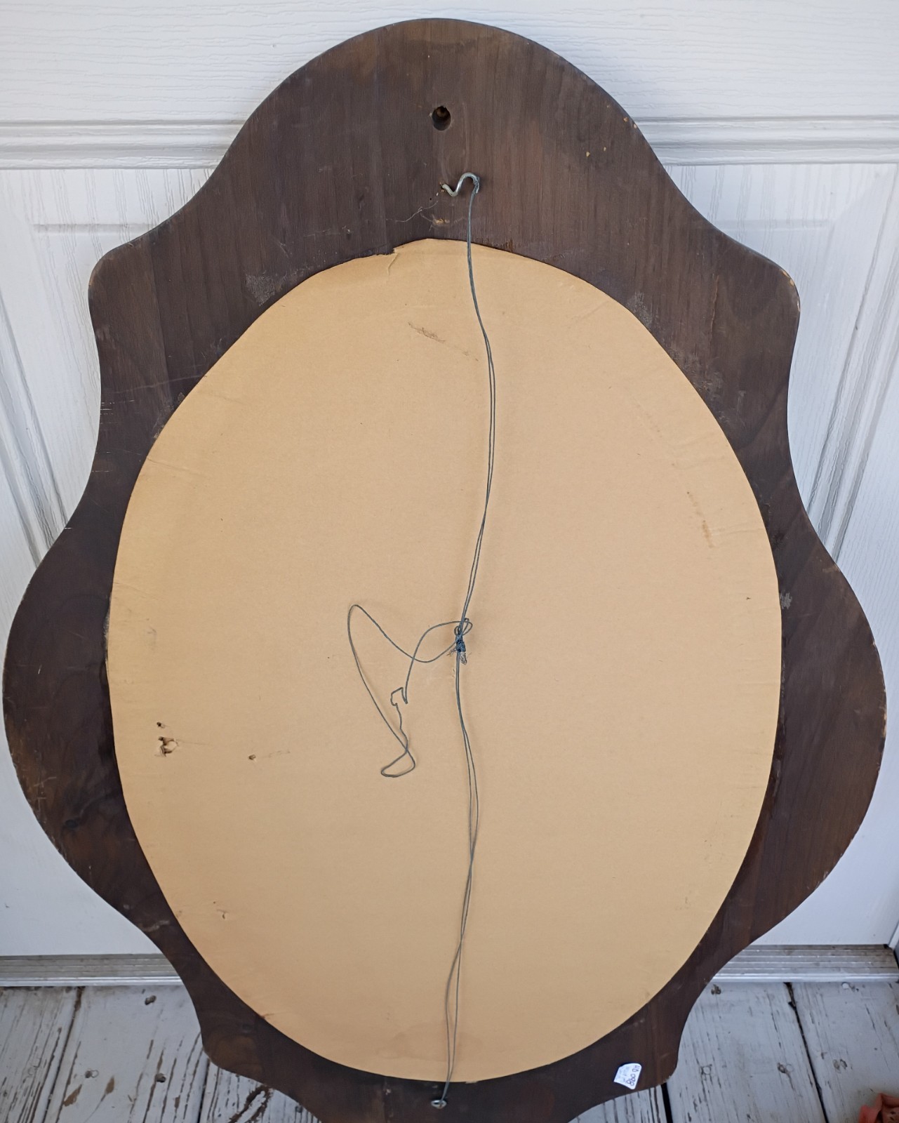 VtgWallMirrorWalnutOvalOrnateFrenchProvincialRetroCottageGrannyClassicMCM70sLG