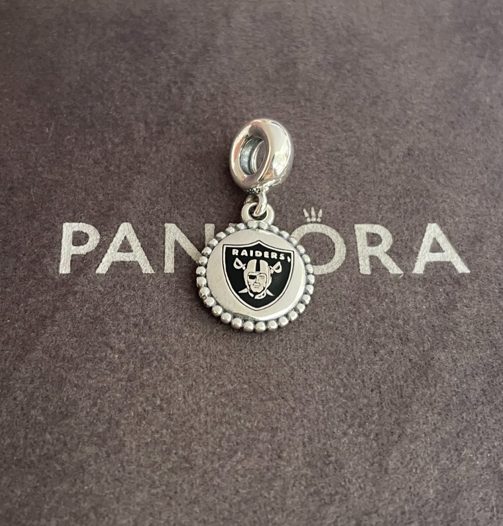 Las Vegas Raiders Football Charm by Pandora S925 Sterling Silver Pre-owned