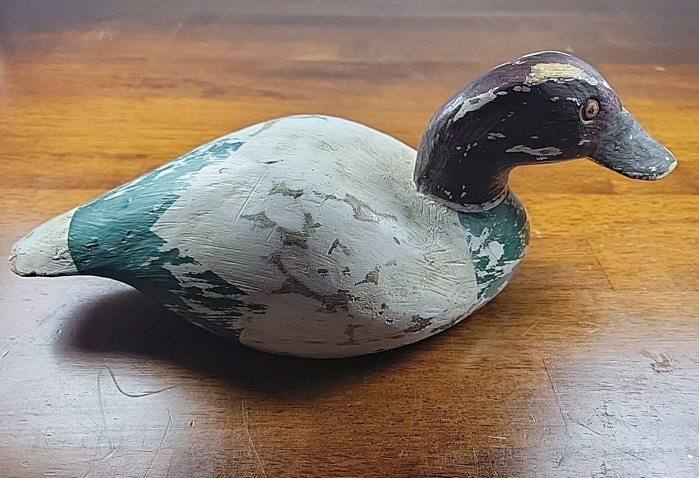 Antique Primitive Carved & Painted Wooden Duck Decoy 13″ L x 6″W x 5″ T
