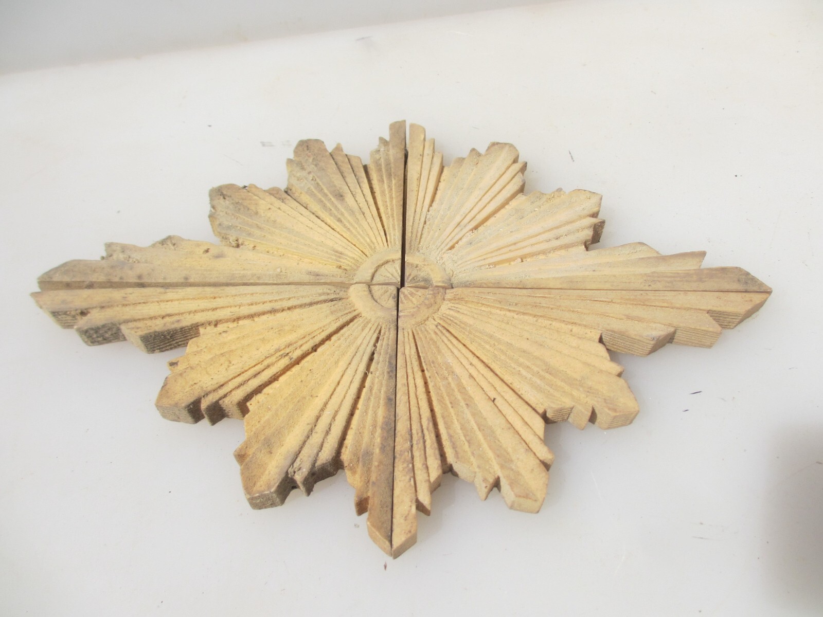 Carved Wooden Furniture Decorative Mounts Art Deco Star Sun FAUX Wood – £10each