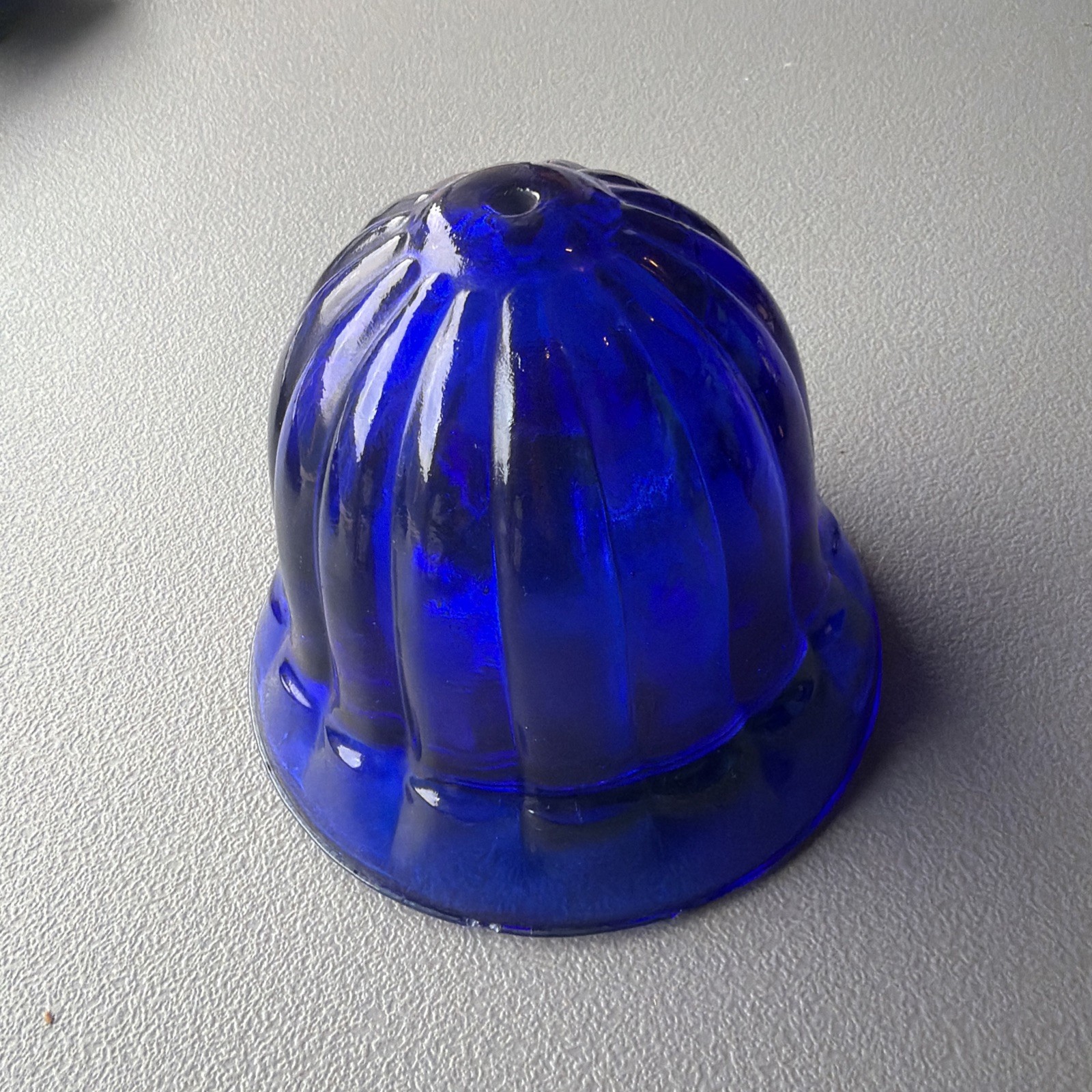 Antique Cobalt Blue Glass Beehive String Twine Thread Holder Dispenser VTG AS IS