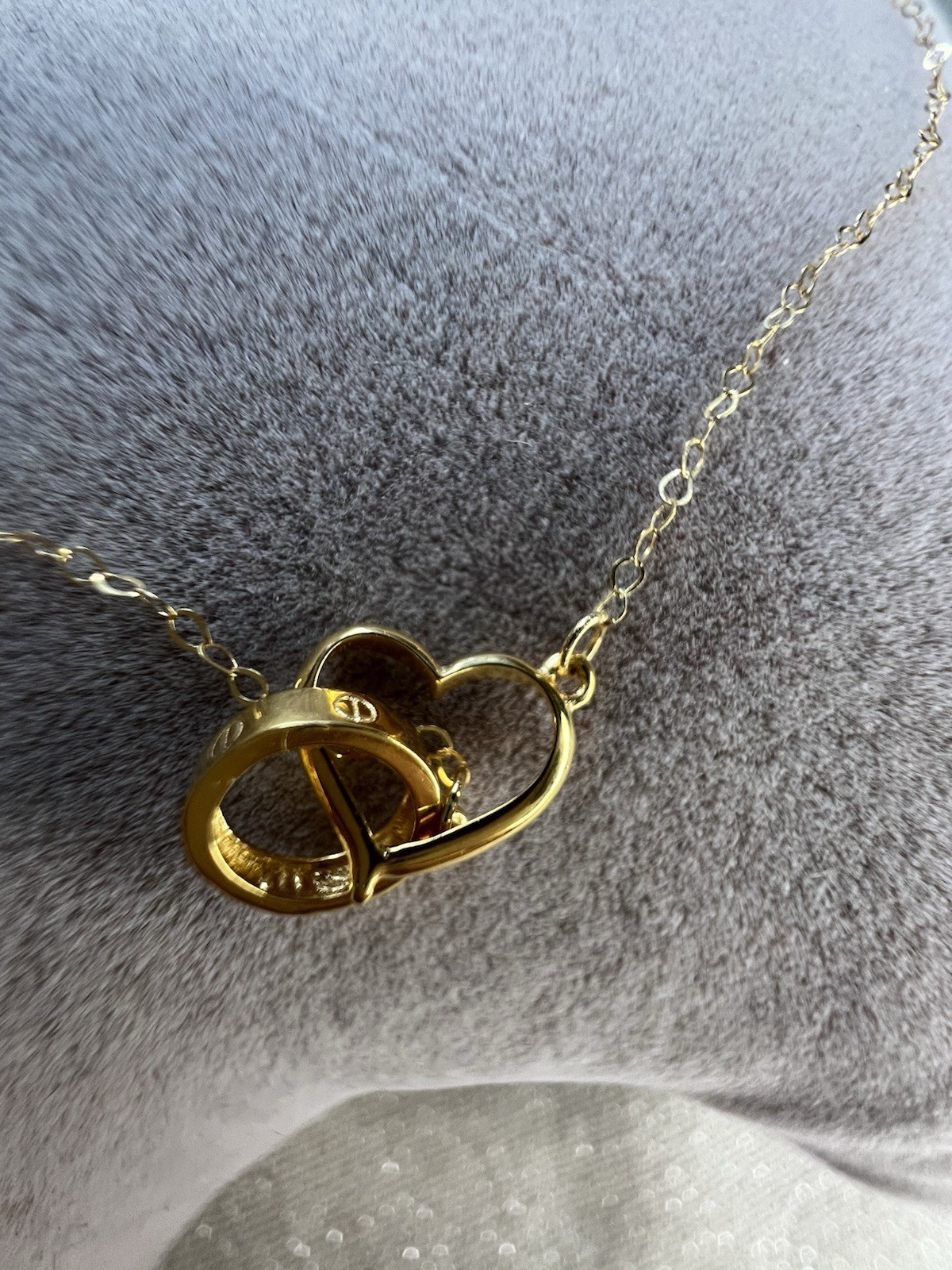 Real 18ct gold Connected Heart Dainty Necklace Au750 Hallmarked