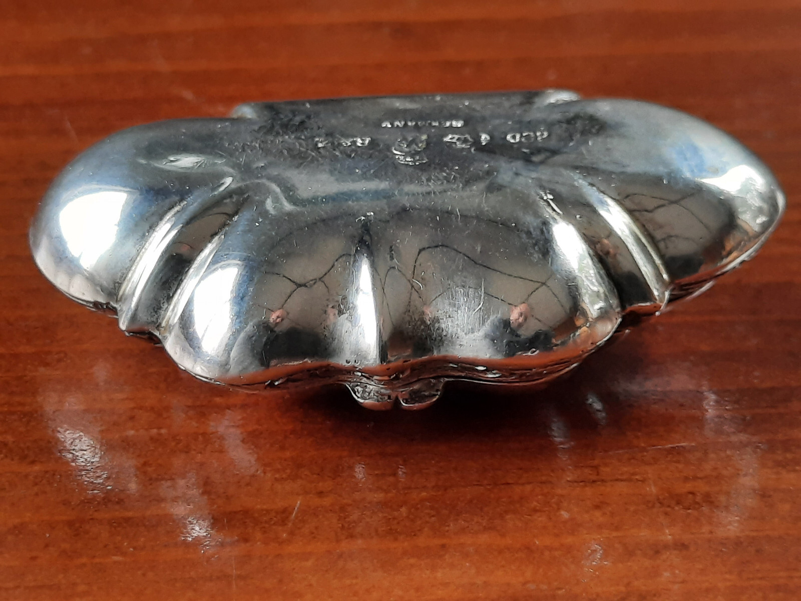 800 Silver Cast German Shell Shaped Trinket or Snuff Box