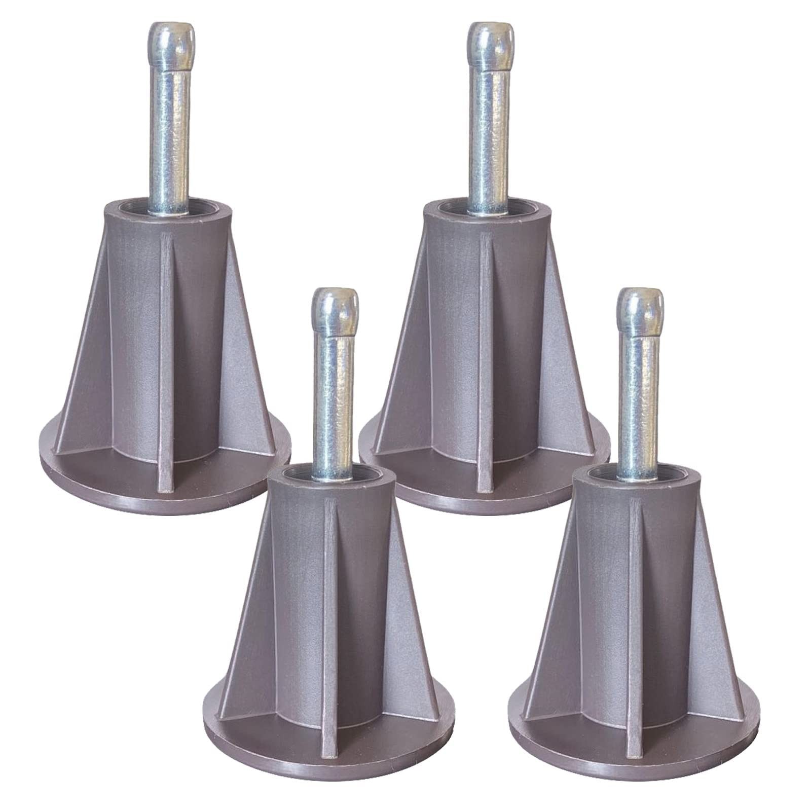 4PCS Steel Stem Replacement Bed Frame Feet with Plastic Inserts Dark Brown