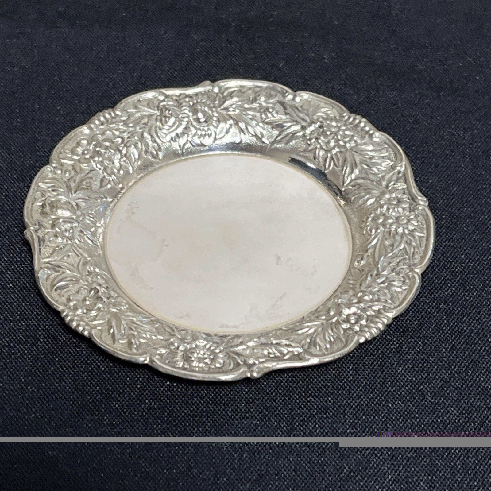 S. Kirk & Son Sterling Silver Repousse Butter Pat/ Nut Plate #17F Set of 2