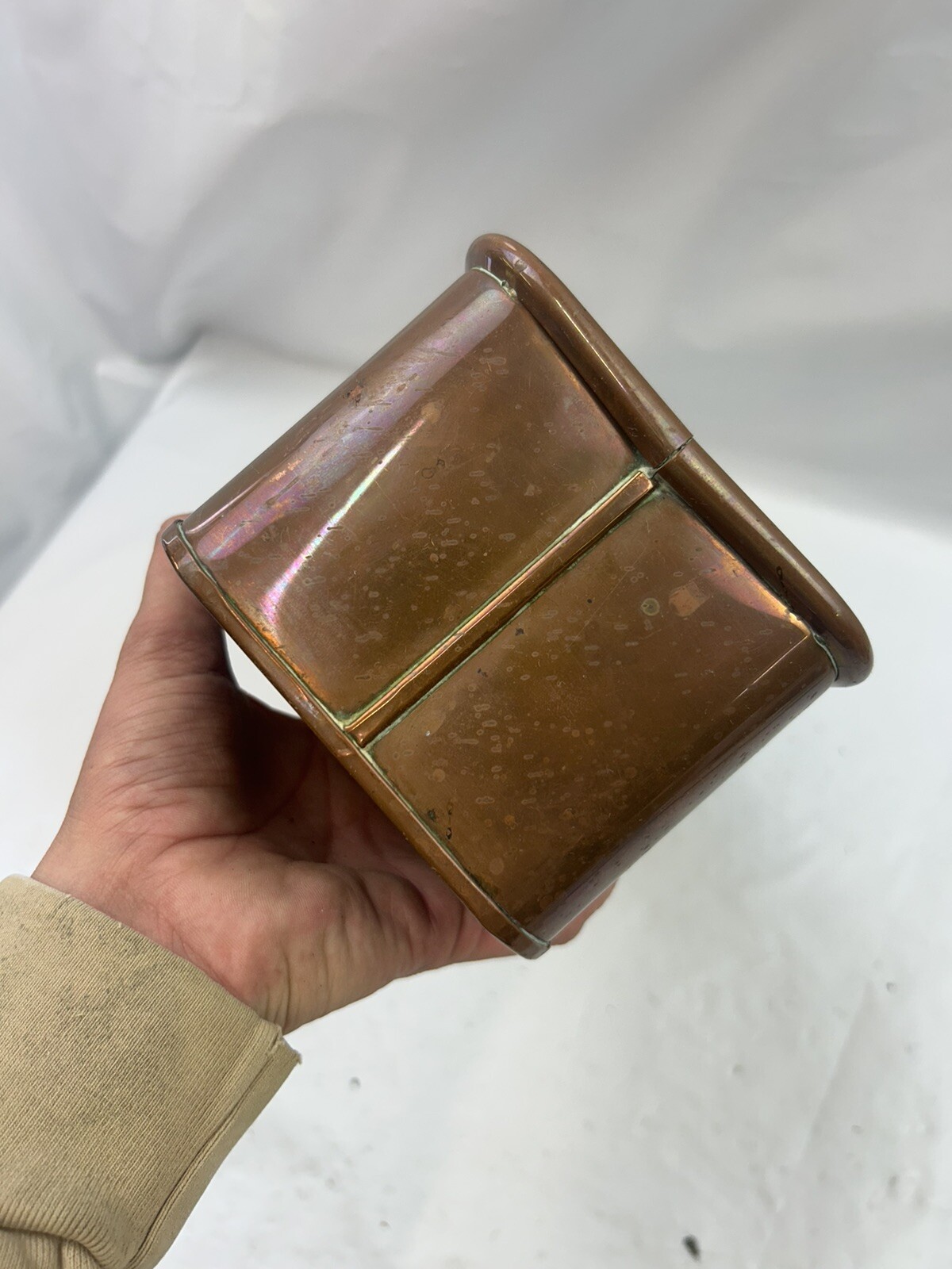 Antique Copper Planter Indoor Window Sill Trough House Plant Pot English Small