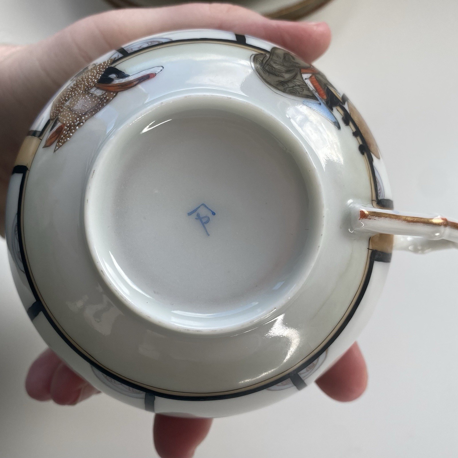 Yokohama ware 2x Cup,saucer & Side Plate Bone china, Chushingura Or 47 Ronin Set