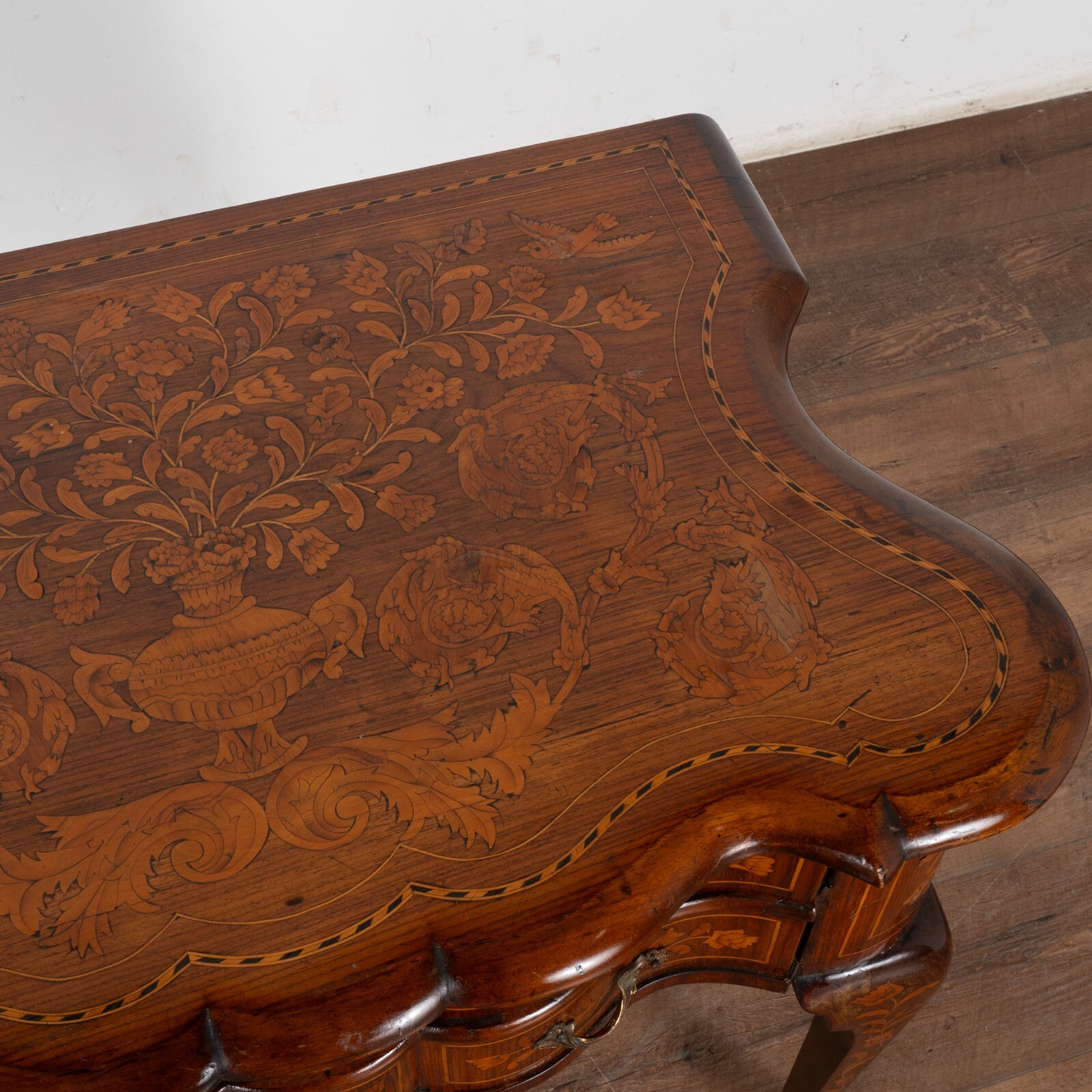 Dutch Marquetry Side Table on Cabriolet Legs, Holland circa 1770-1800