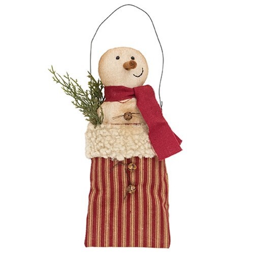 NEW Primitive SNOWMAN Ornament POCKET HANGER Rustic CHRISTMAS 9.5″T x 4″W x 2″D