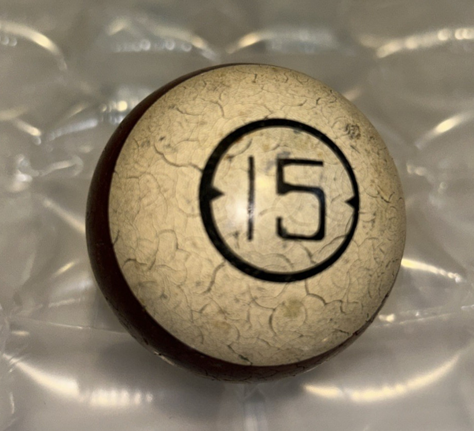 Vintage Clay #15 Pool, Billiards Ball AS IS FOR DISPLAY OR CRAFTING