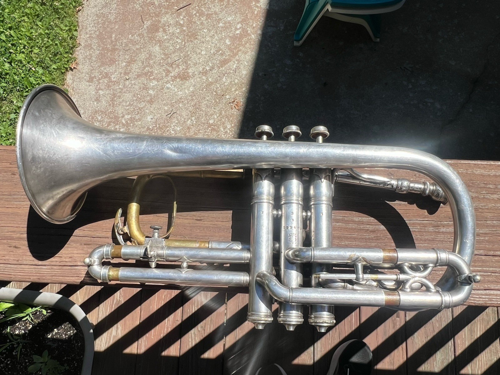 1908 C.G. Conn Conqueror Cornet Silver ~ Serial #109438 – Player w/ Case