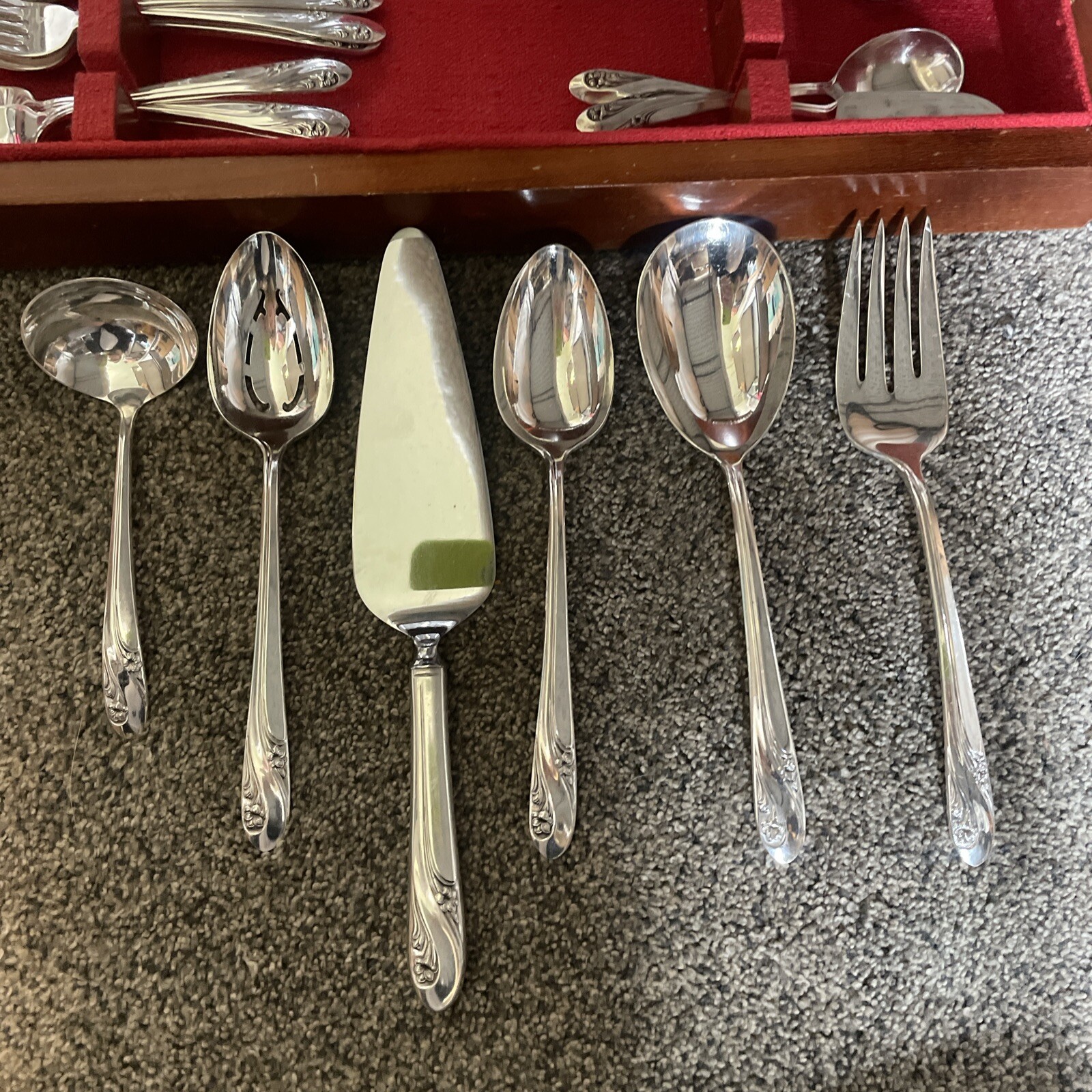 VINTAGE HOLMES and EDWARDS INLAID SILVER-PLATED FLATWARE FLORAL (66 In Total)