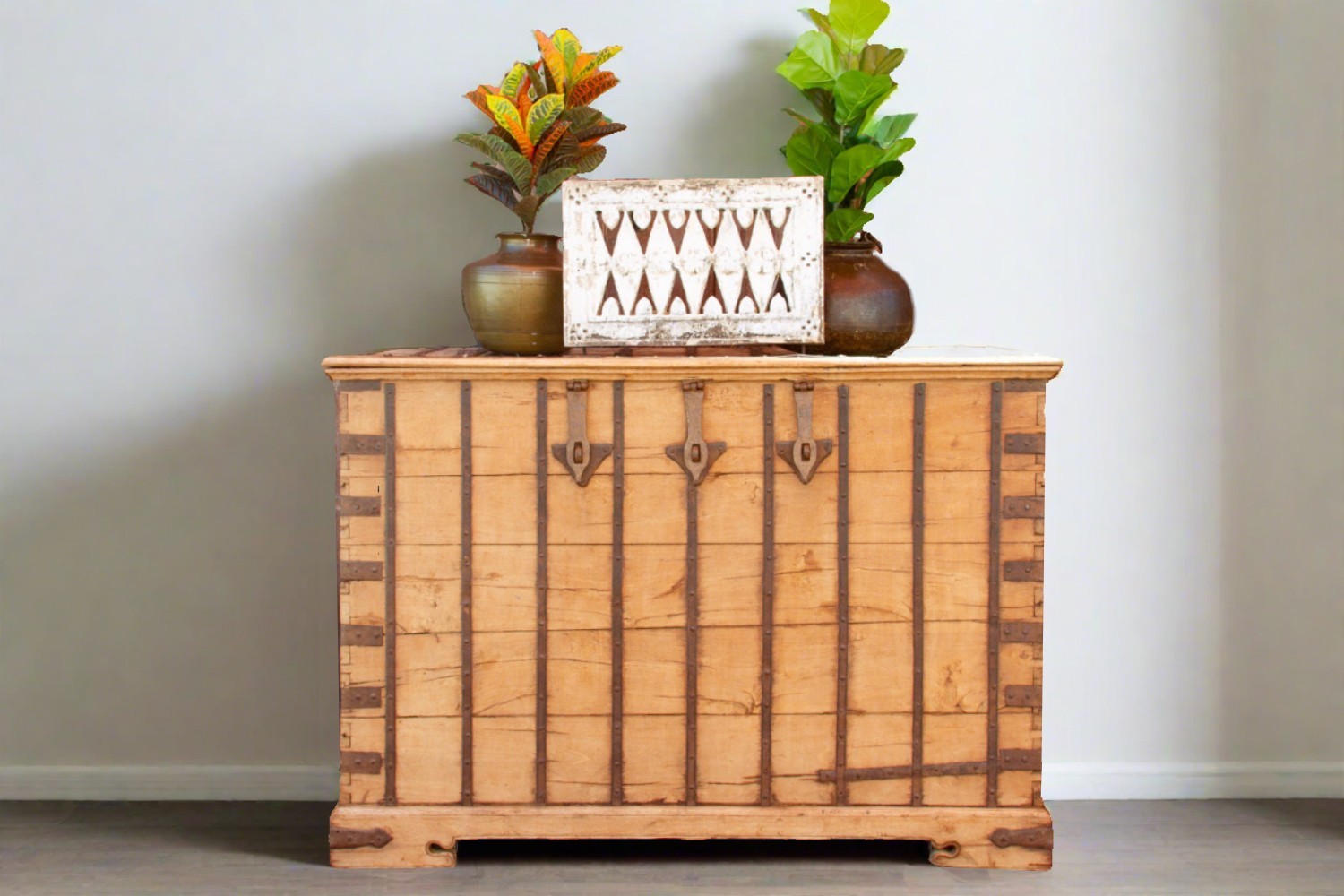 19th Century Oversized Rajasthani Grain Trunk, Oversized dowry chest