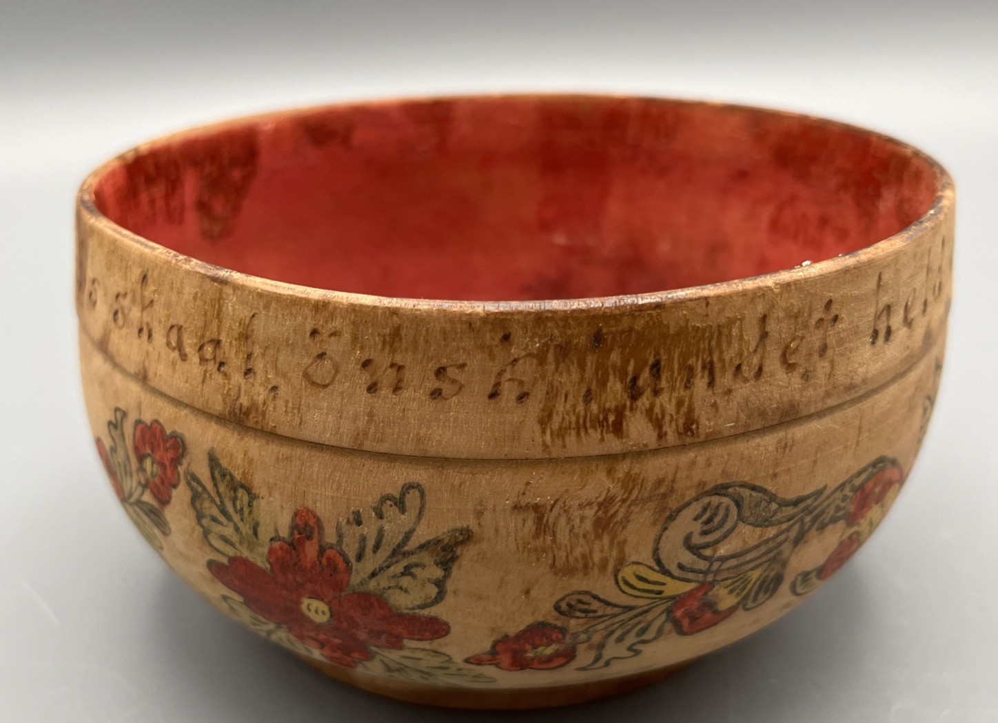 Antique Norwegian Ale Bowl Hand Carved Wood Rosemaling Treenware Folk Art Norway