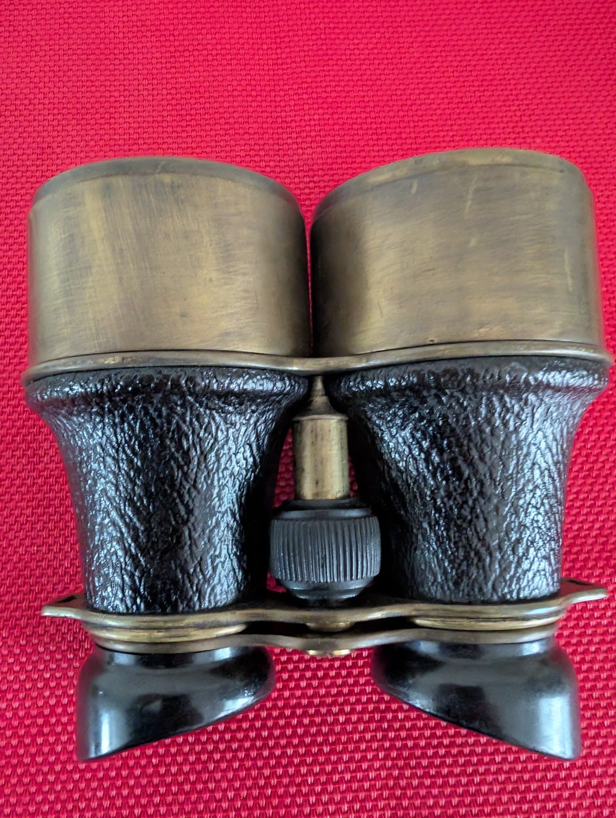 H. Hughes & Son Ltd (Husun 1937-41) Vintage Brass Field Binoculars +Leather Case